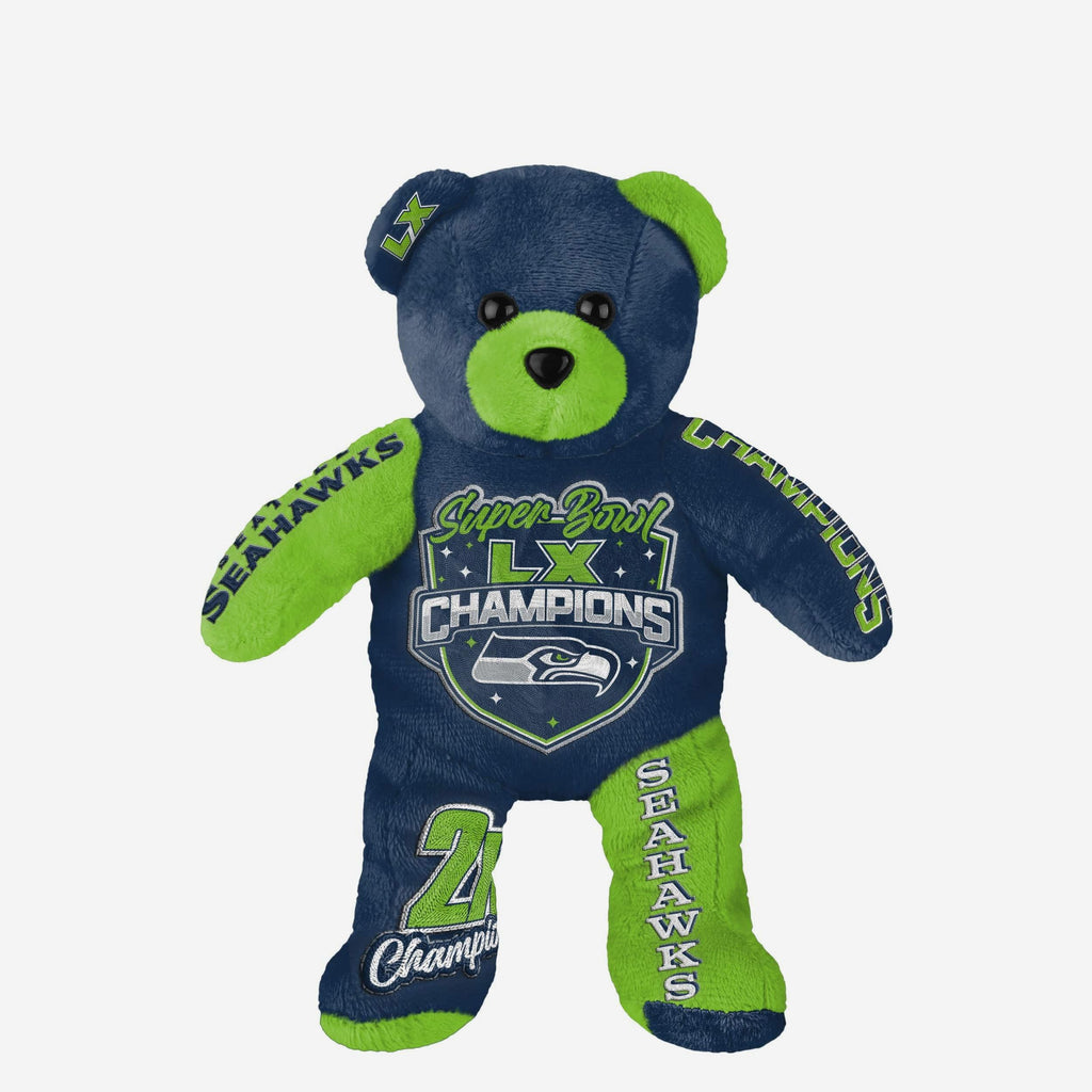 Seattle Seahawks Super Bowl LX Champions Team Beans Embroidered Bear FOCO - FOCO.com