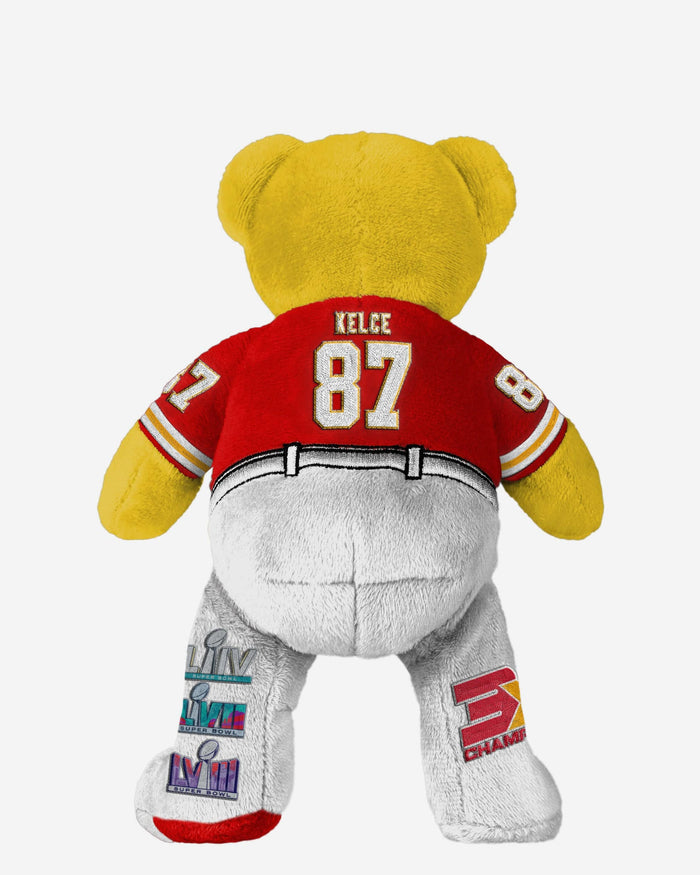 Travis Kelce Kansas City Chiefs 3x Super Bowl LVIII Champions Team Beans Embroidered Player Bear FOCO - FOCO.com