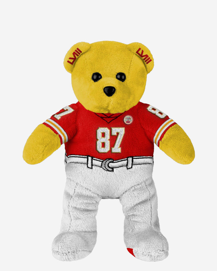 Travis Kelce Kansas City Chiefs Super Bowl LVIII Champions Team Beans Embroidered Player Bear FOCO - FOCO.com