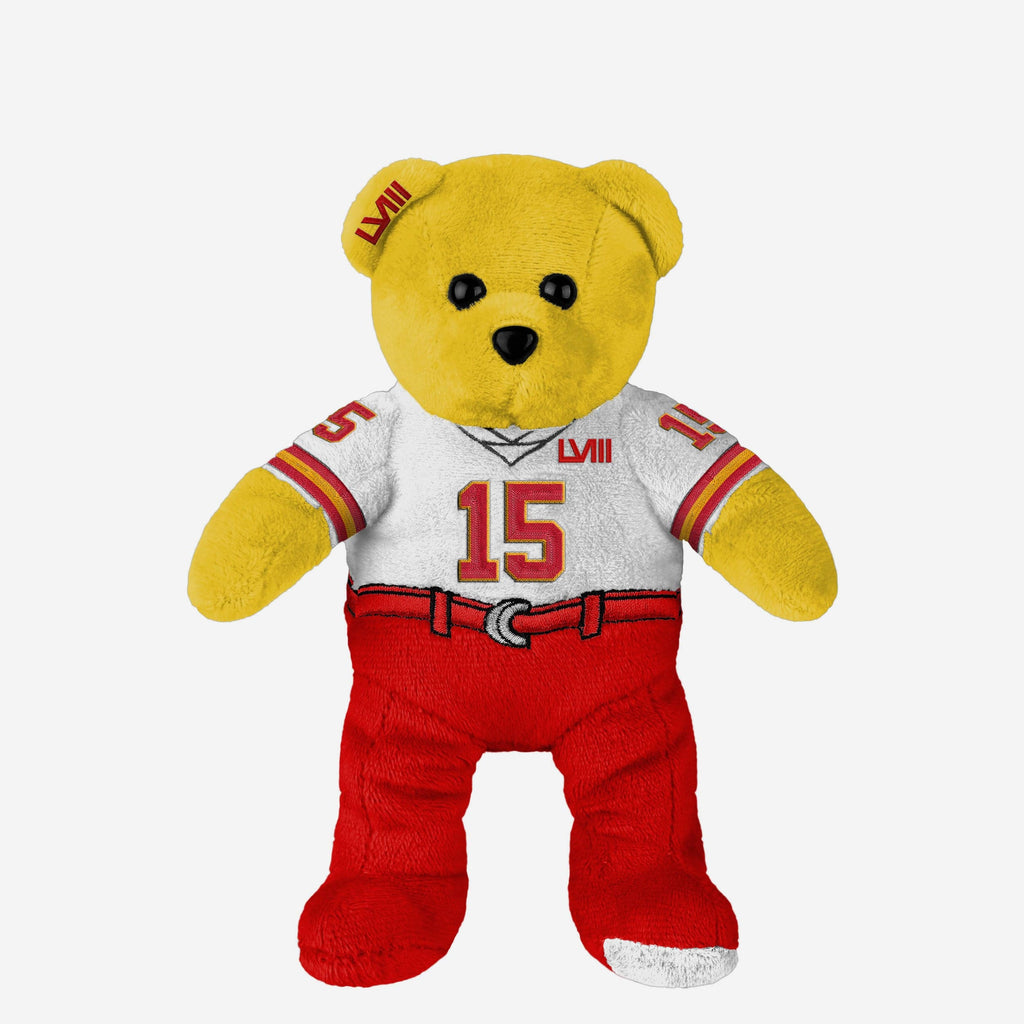Patrick Mahomes Kansas City Chiefs Super Bowl LVIII White Uniform Team Beans Embroidered Player Bear FOCO - FOCO.com