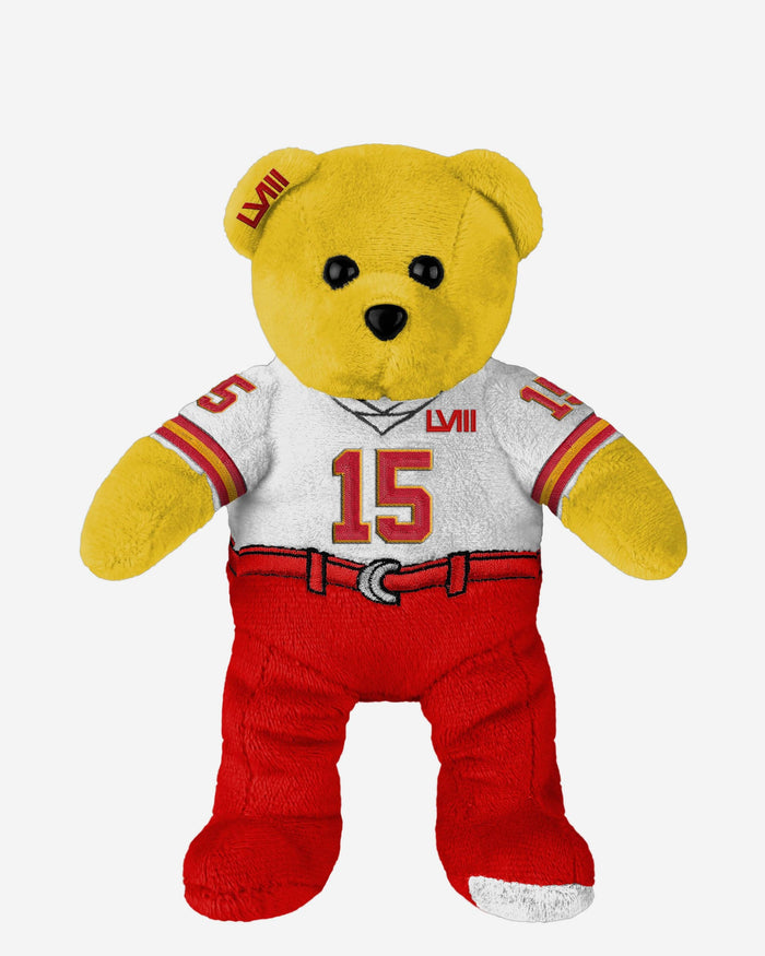 Patrick Mahomes Kansas City Chiefs Super Bowl LVIII White Uniform Team Beans Embroidered Player Bear FOCO - FOCO.com