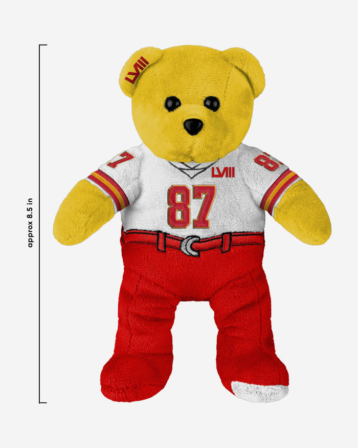 Travis Kelce Kansas City Chiefs Super Bowl LVIII White Uniform Team Beans Embroidered Player Bear FOCO - FOCO.com
