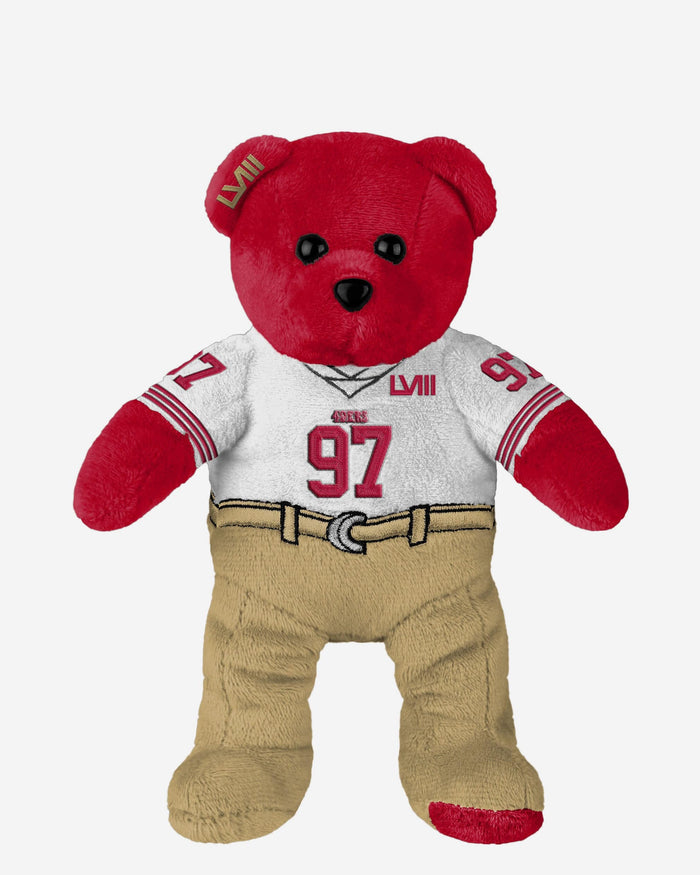 Nick Bosa San Francisco 49ers Super Bowl LVIII White Uniform Team Beans Embroidered Player Bear FOCO - FOCO.com