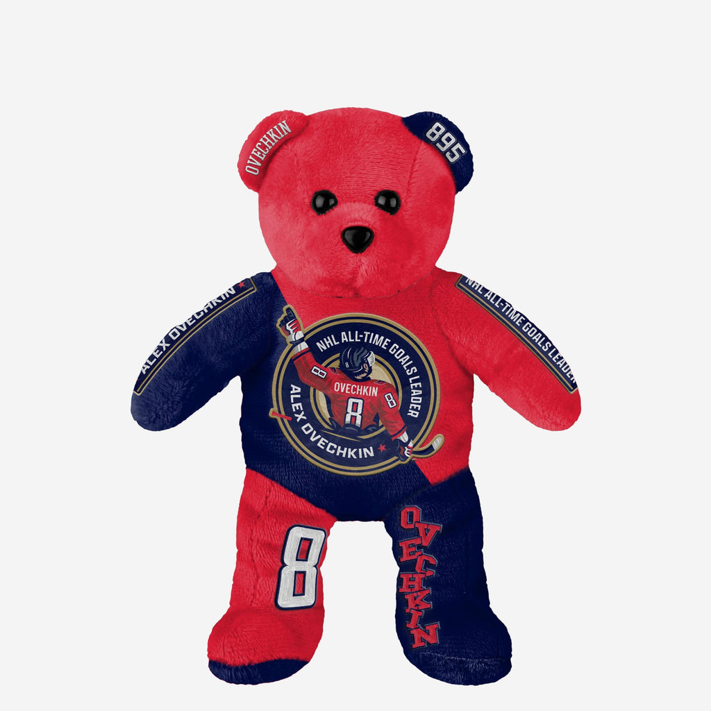 Alex Ovechkin Washington Capitals NHL All-Time Goals Leader Team Beans Embroidered Bear FOCO - FOCO.com
