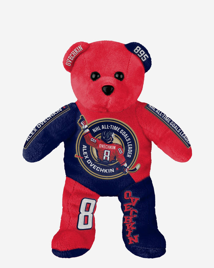 Alex Ovechkin Washington Capitals NHL All-Time Goals Leader Team Beans Embroidered Bear FOCO - FOCO.com