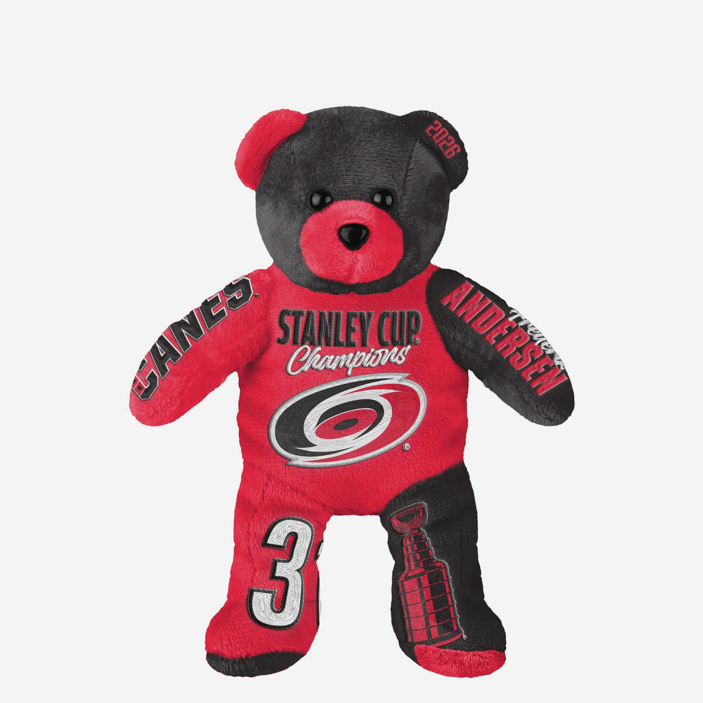 Frederik Andersen Carolina Hurricanes 2026 Stanley Cup Champions Team Beans Embroidered Player Bear FOCO - FOCO.com