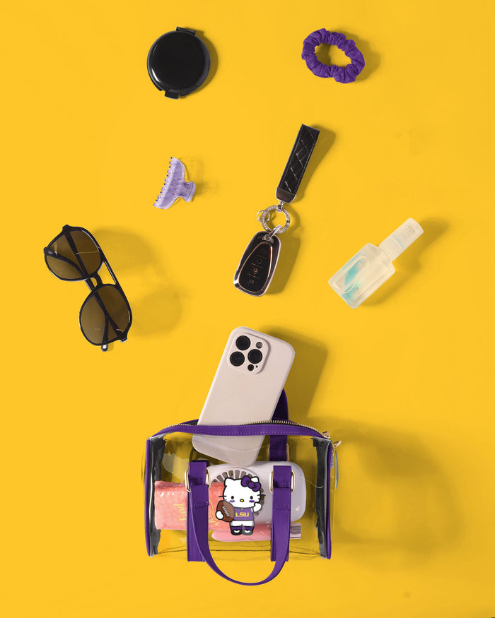 LSU Tigers Hello Kitty® Clear Barrel Bag FOCO - FOCO.com