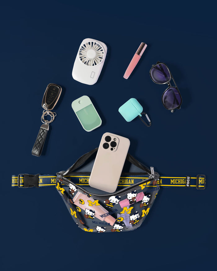 Michigan Wolverines Hello Kitty® Clear Fanny Pack FOCO - FOCO.com