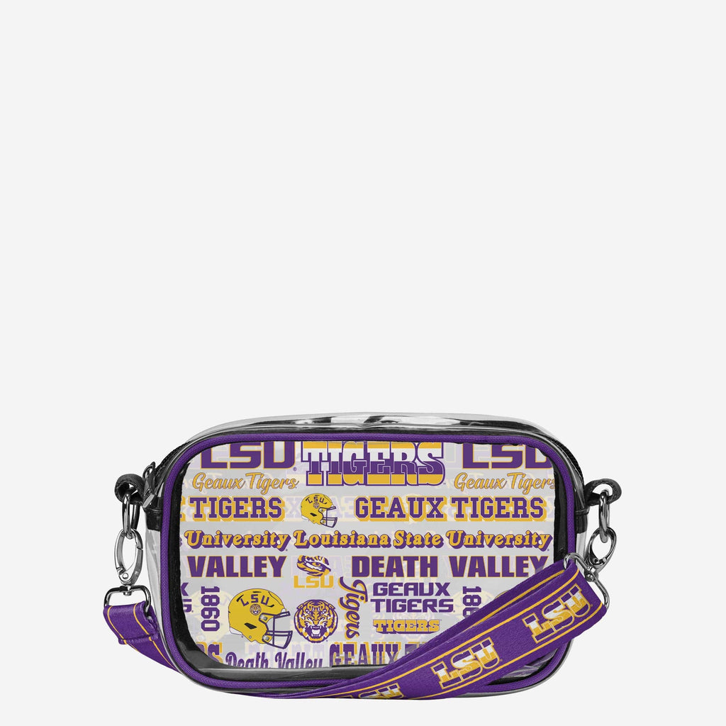 LSU Tigers Repeat Retro Print Clear Crossbody Bag FOCO - FOCO.com