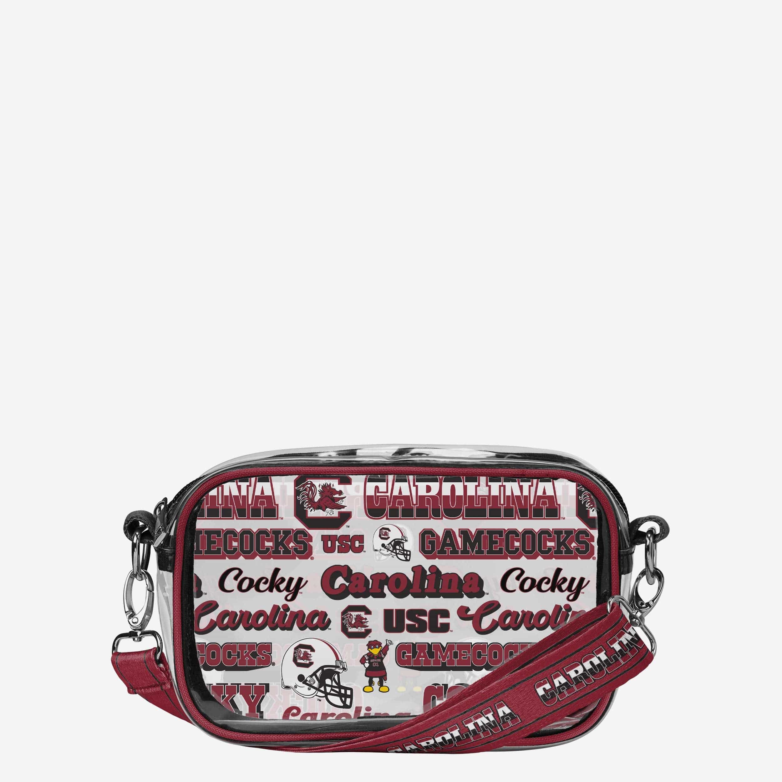 South Carolina Gamecocks Repeat Retro Print Clear Crossbody Bag FOCO