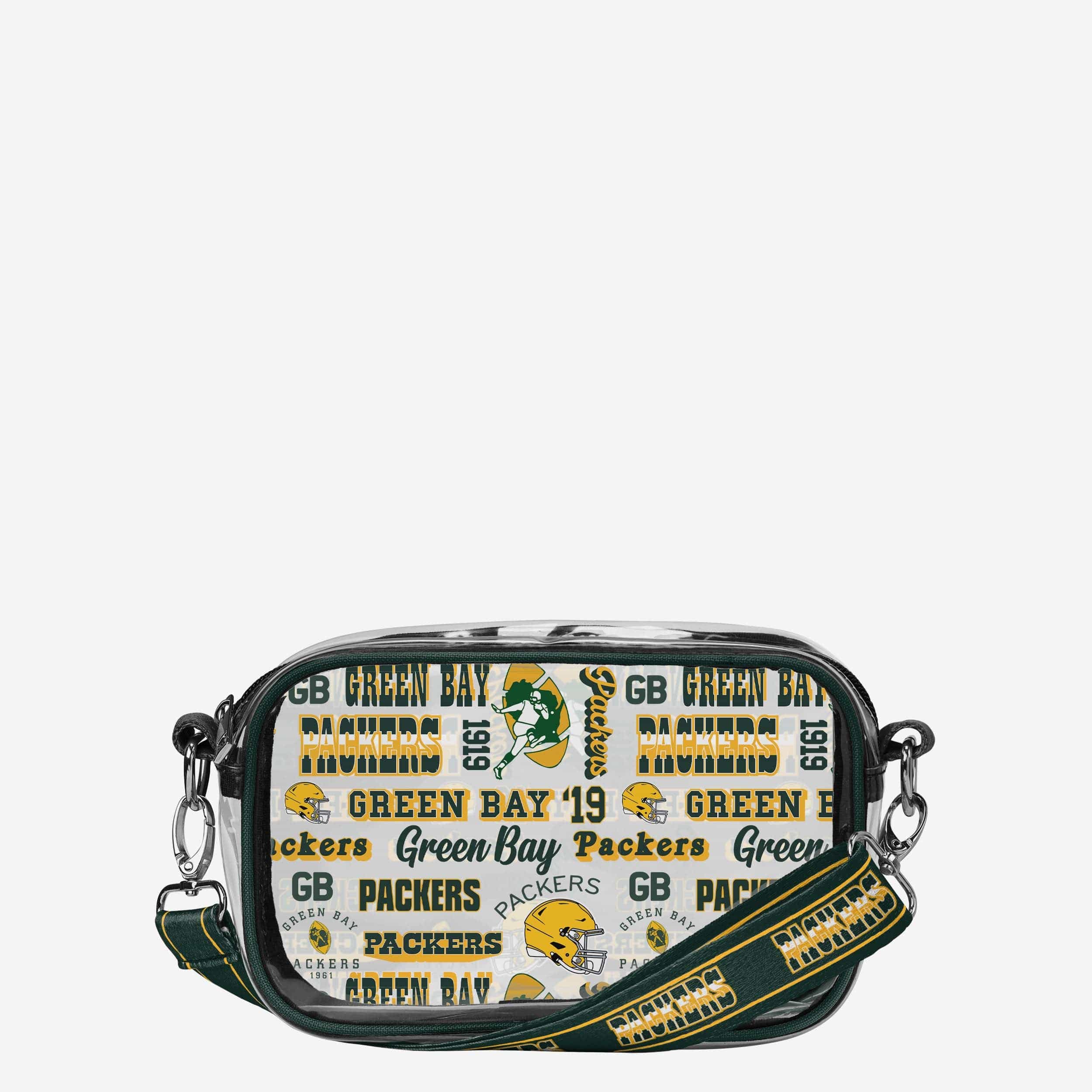 Green Bay Packers Repeat Retro Print Clear Crossbody Bag FOCO