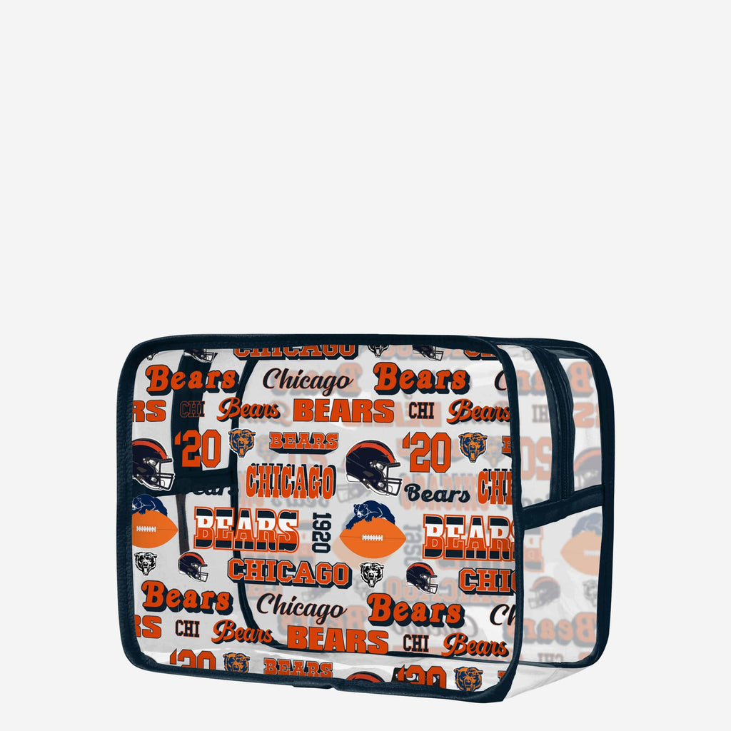 Chicago Bears Repeat Retro Print Clear Cosmetic Bag FOCO - FOCO.com