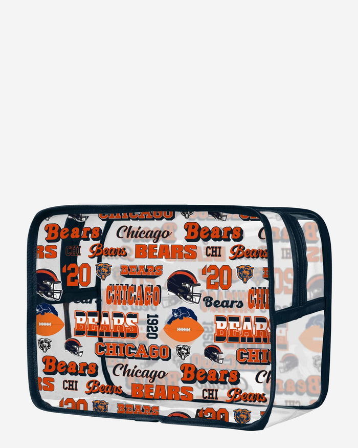 Chicago Bears Repeat Retro Print Clear Cosmetic Bag FOCO - FOCO.com