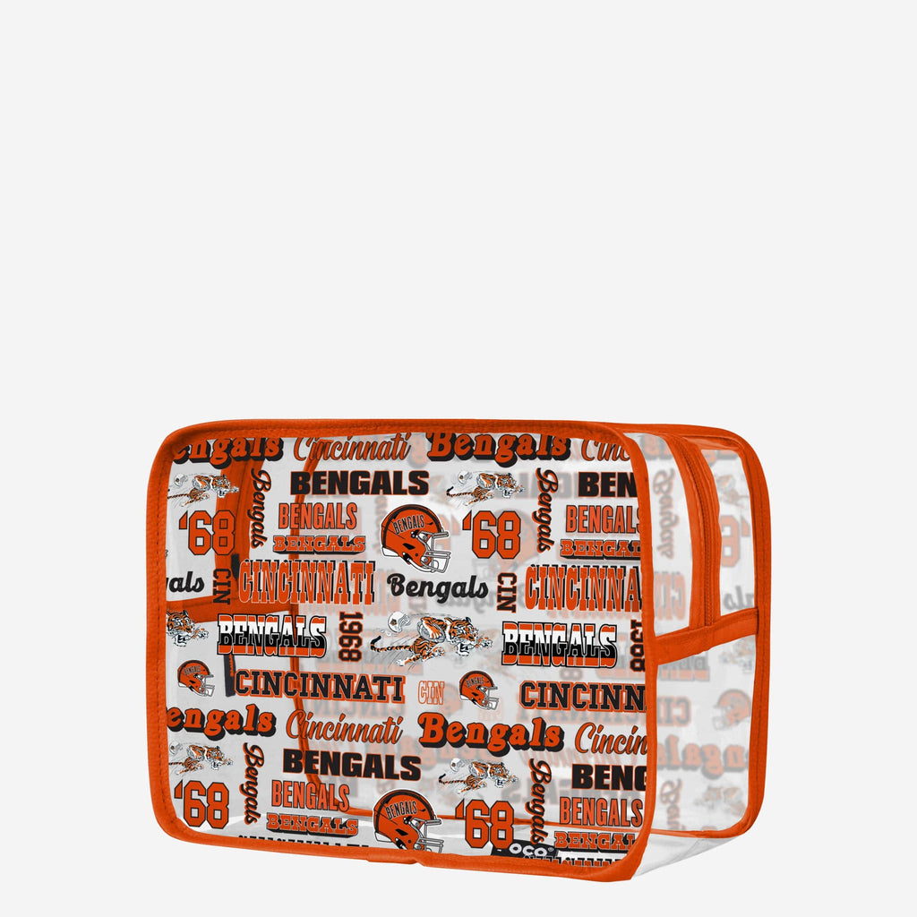 Cincinnati Bengals Repeat Retro Print Clear Cosmetic Bag FOCO - FOCO.com