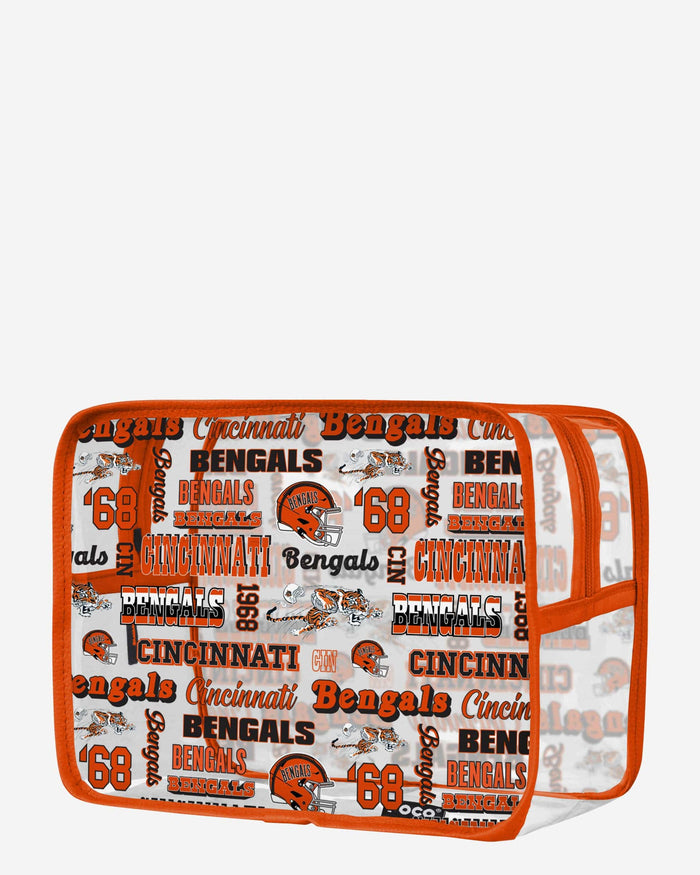 Cincinnati Bengals Repeat Retro Print Clear Cosmetic Bag FOCO - FOCO.com