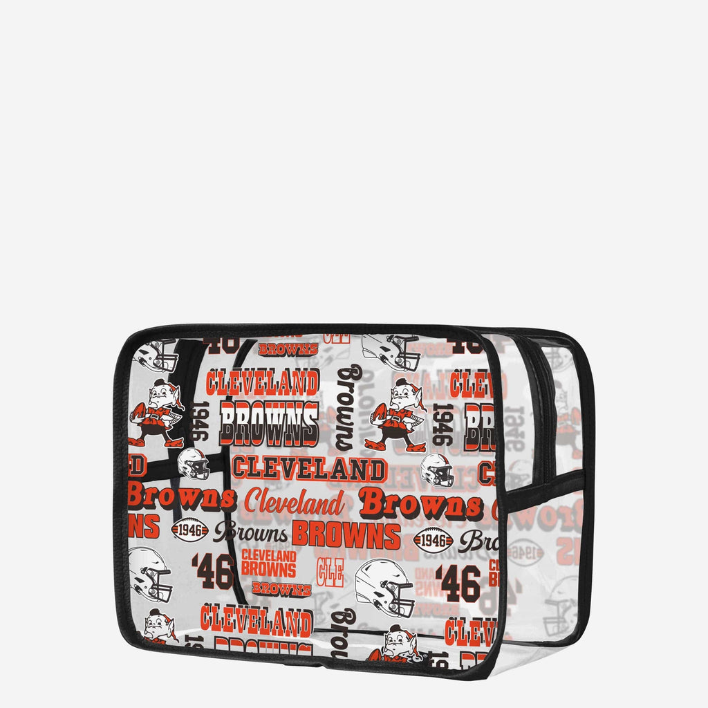 Cleveland Browns Repeat Retro Print Clear Cosmetic Bag FOCO - FOCO.com