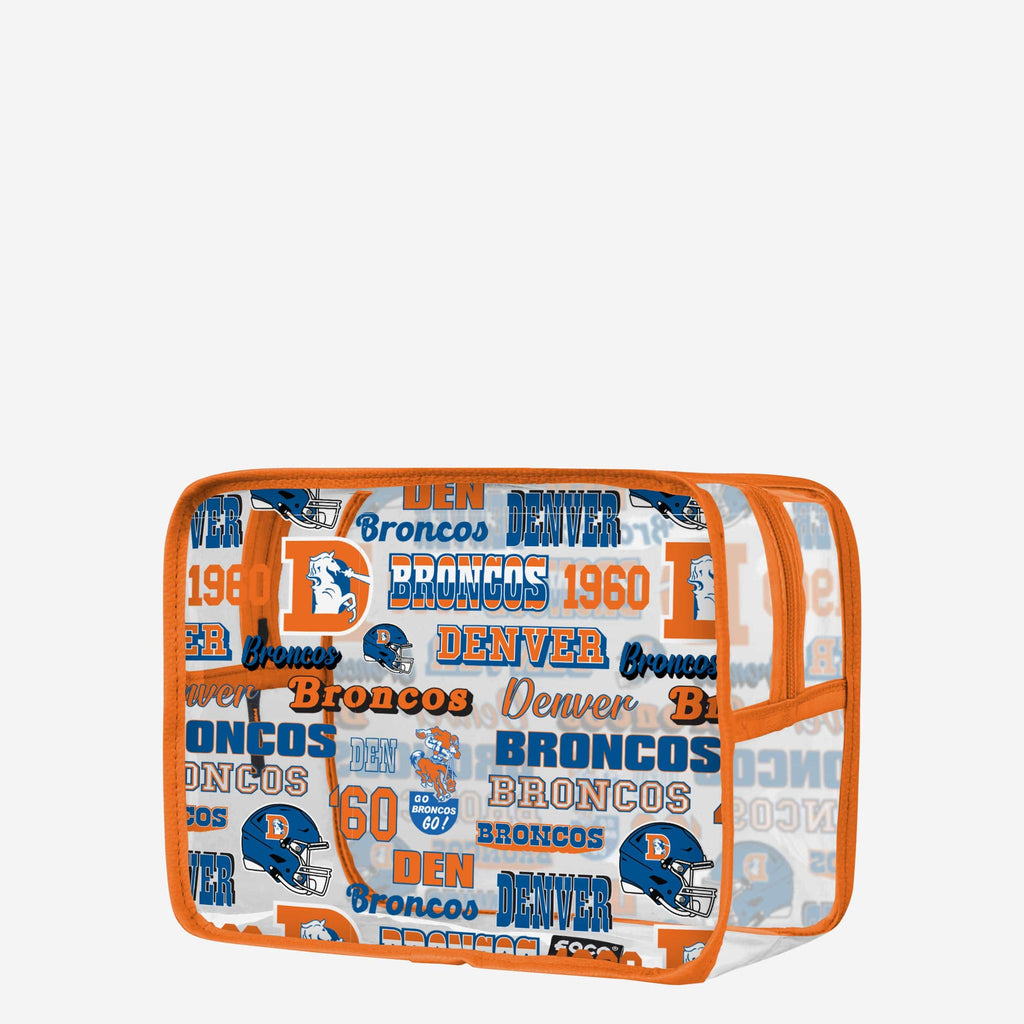 Denver Broncos Repeat Retro Print Clear Cosmetic Bag FOCO - FOCO.com