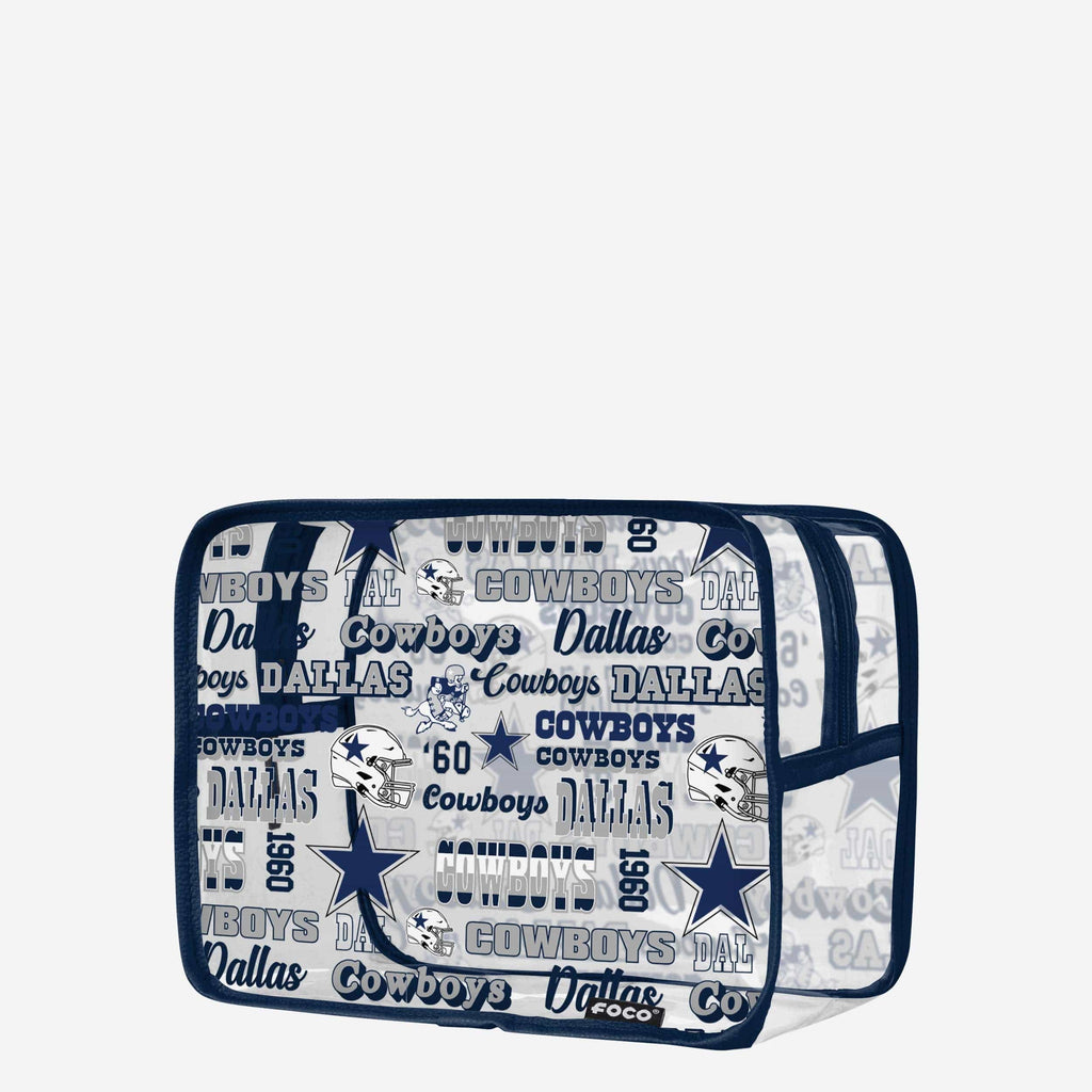 Dallas Cowboys Repeat Retro Print Clear Cosmetic Bag FOCO - FOCO.com