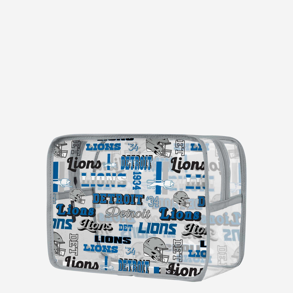 Detroit Lions Repeat Retro Print Clear Cosmetic Bag FOCO - FOCO.com