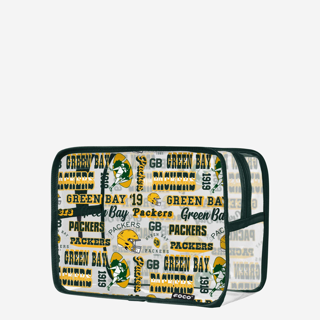 Green Bay Packers Repeat Retro Print Clear Cosmetic Bag FOCO - FOCO.com