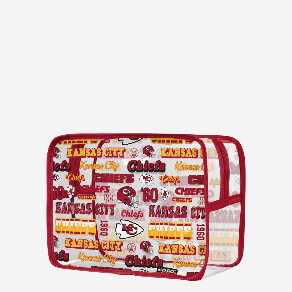 Kansas City Chiefs Repeat Retro Print Clear Cosmetic Bag FOCO - FOCO.com