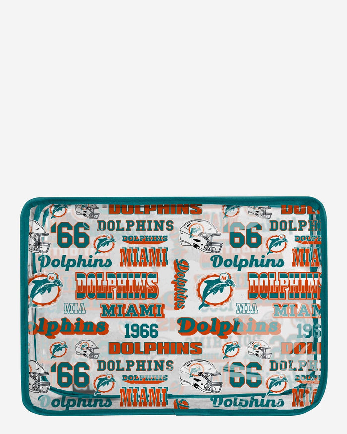Miami Dolphins Repeat Retro Print Clear Cosmetic Bag FOCO - FOCO.com