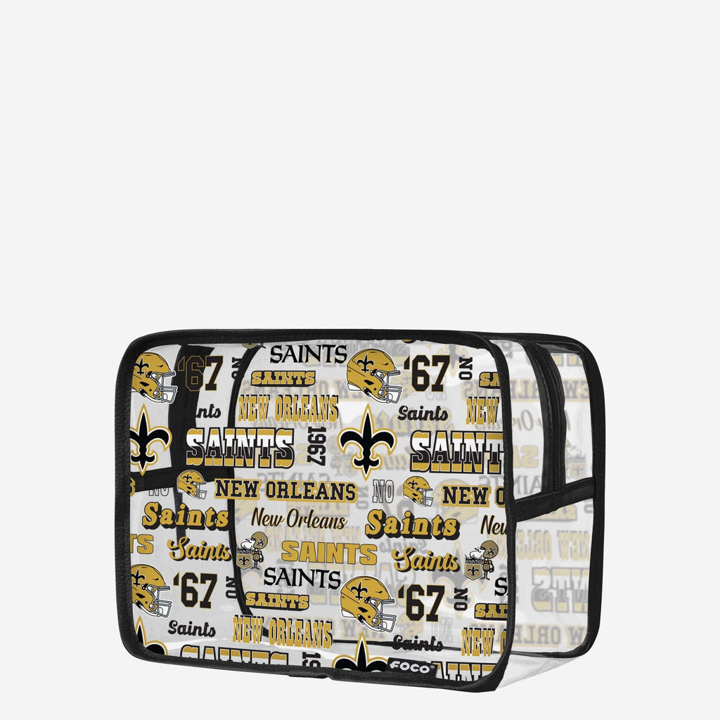 New Orleans Saints Repeat Retro Print Clear Cosmetic Bag FOCO - FOCO.com