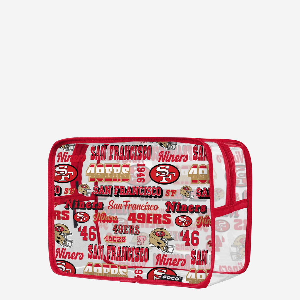 San Francisco 49ers Repeat Retro Print Clear Cosmetic Bag FOCO - FOCO.com