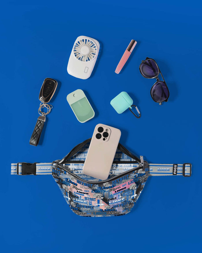 Detroit Lions Repeat Retro Print Clear Fanny Pack FOCO - FOCO.com