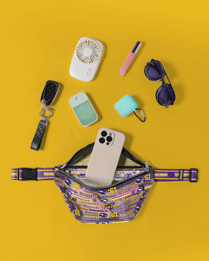 Minnesota Vikings Repeat Retro Print Clear Fanny Pack FOCO - FOCO.com