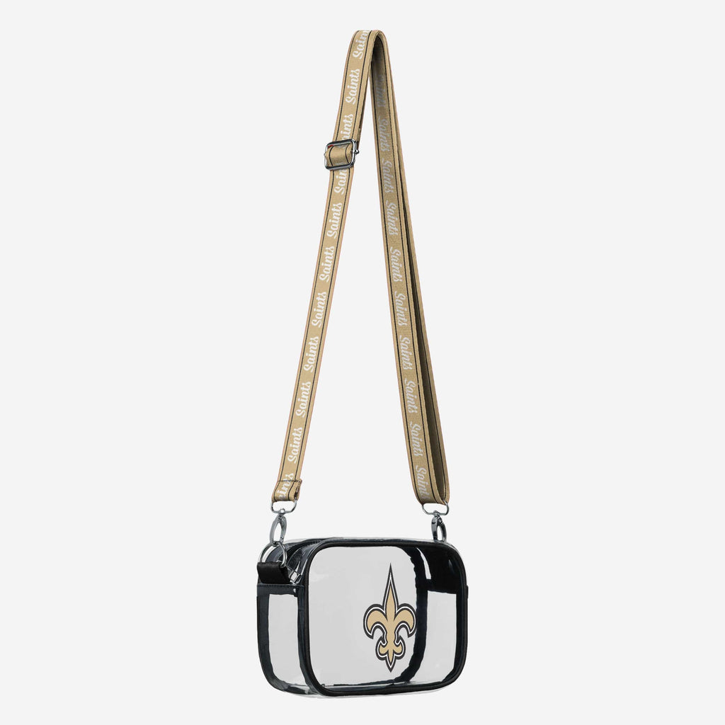 New Orleans Saints Team Stripe Clear Crossbody Bag FOCO new-orleans-saints-team-stripe-clear-crossbody-bag-foco