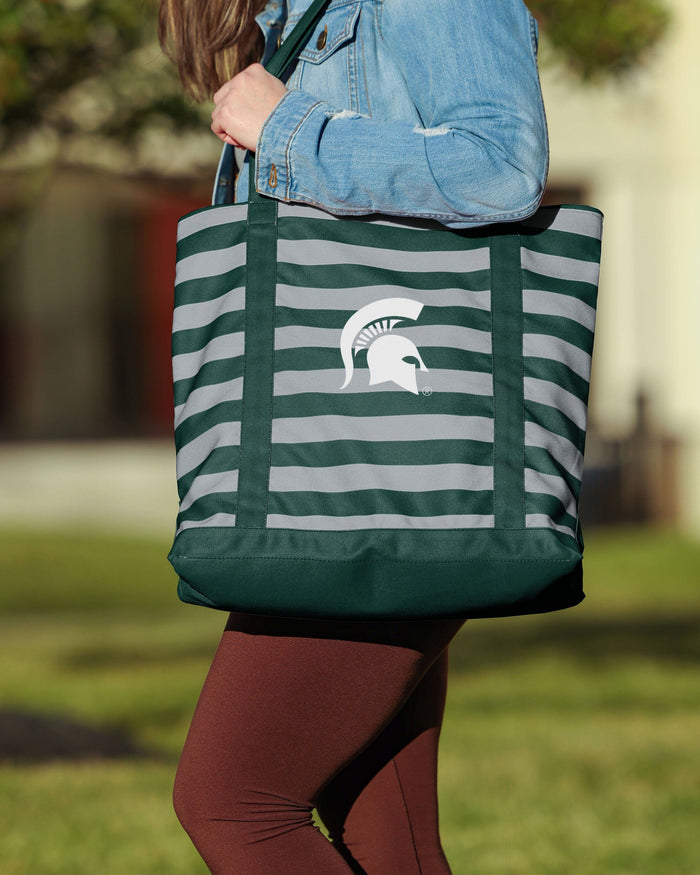 Michigan State Spartans Team Stripe Canvas Tote Bag FOCO - FOCO.com