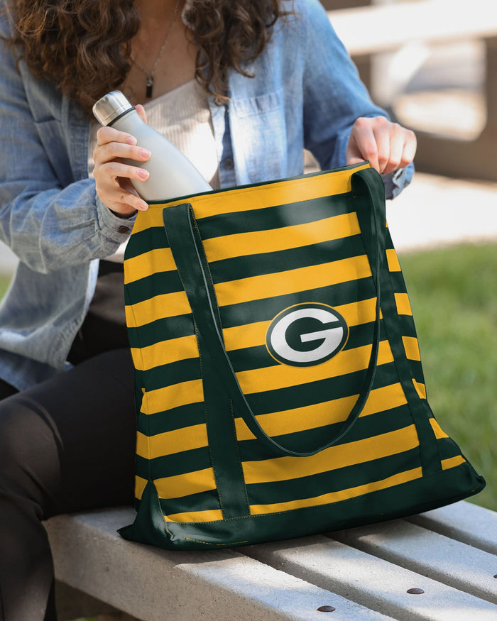Green Bay Packers Team Stripe Canvas Tote Bag FOCO - FOCO.com