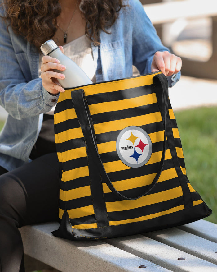 Pittsburgh Steelers Team Stripe Canvas Tote Bag FOCO - FOCO.com