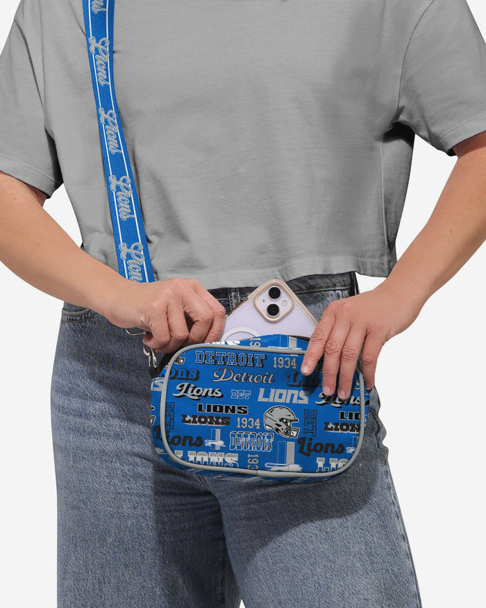 Detroit Lions Repeat Retro Print Nylon Crossbody Bag FOCO - FOCO.com