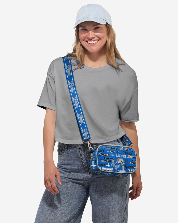 Detroit Lions Repeat Retro Print Nylon Crossbody Bag FOCO - FOCO.com