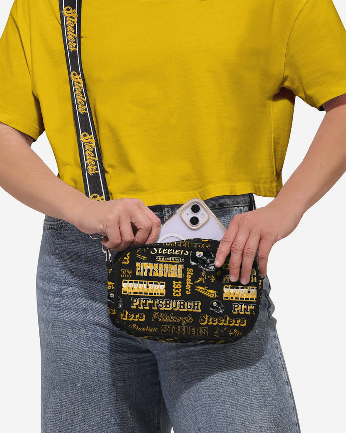 Pittsburgh Steelers Repeat Retro Print Nylon Crossbody Bag FOCO - FOCO.com