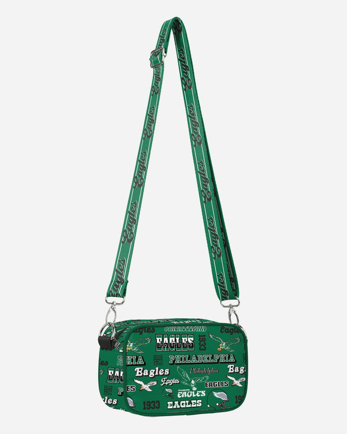 Philadelphia Eagles Kelly Green Repeat Retro Print Nylon Crossbody Bag FOCO - FOCO.com