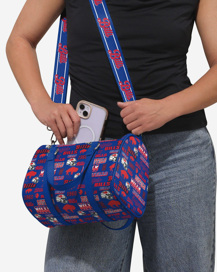 Buffalo Bills Repeat Retro Print Nylon Medium Barrel Bag FOCO - FOCO.com