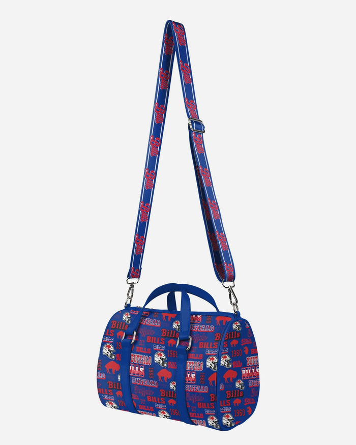 Buffalo Bills Repeat Retro Print Nylon Medium Barrel Bag FOCO - FOCO.com