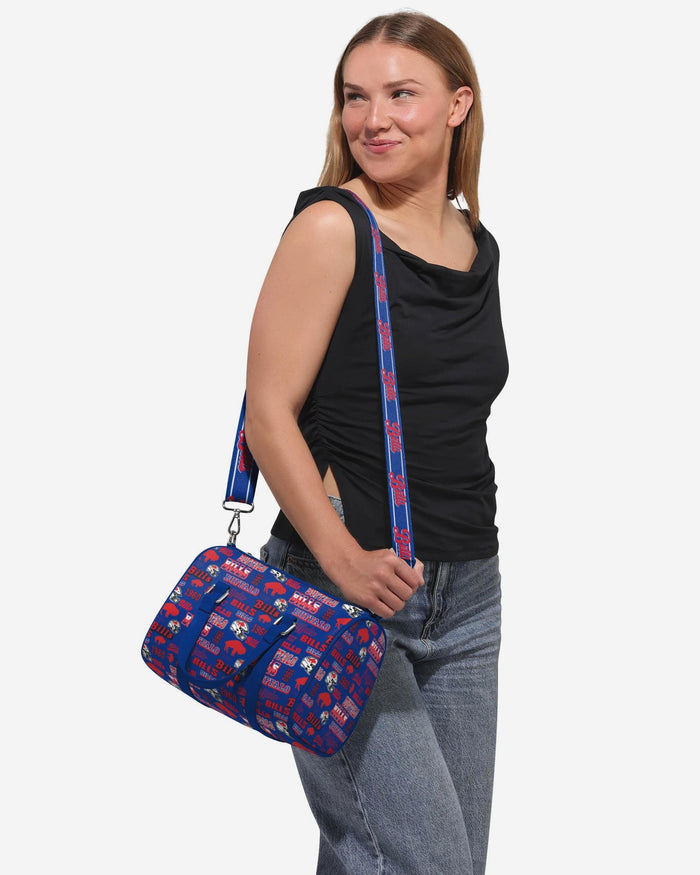 Buffalo Bills Repeat Retro Print Nylon Medium Barrel Bag FOCO - FOCO.com