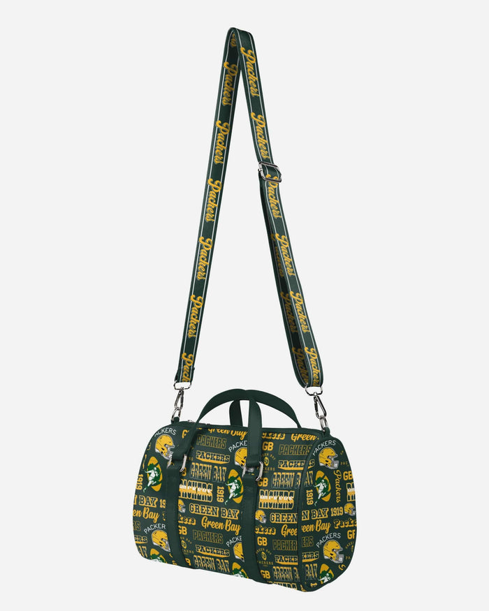 Green Bay Packers Repeat Retro Print Nylon Medium Barrel Bag FOCO - FOCO.com