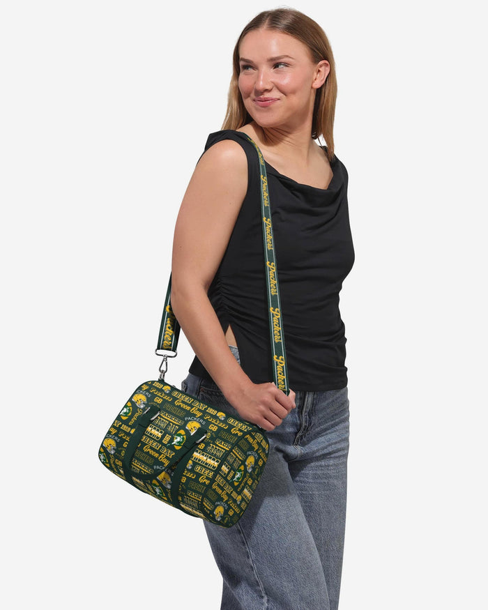 Green Bay Packers Repeat Retro Print Nylon Medium Barrel Bag FOCO - FOCO.com