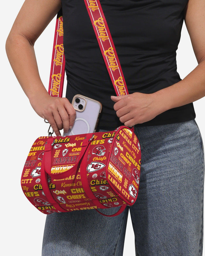 Kansas City Chiefs Repeat Retro Print Nylon Medium Barrel Bag FOCO - FOCO.com