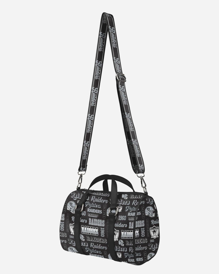 Las Vegas Raiders Repeat Retro Print Nylon Medium Barrel Bag FOCO - FOCO.com