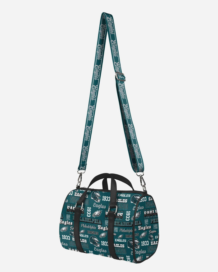 Philadelphia Eagles Repeat Retro Print Nylon Medium Barrel Bag FOCO - FOCO.com