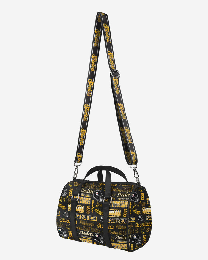 Pittsburgh Steelers Repeat Retro Print Nylon Medium Barrel Bag FOCO - FOCO.com