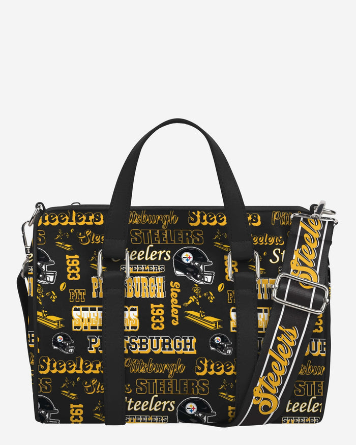 Pittsburgh Steelers Repeat Retro Print Nylon Medium Barrel Bag FOCO - FOCO.com