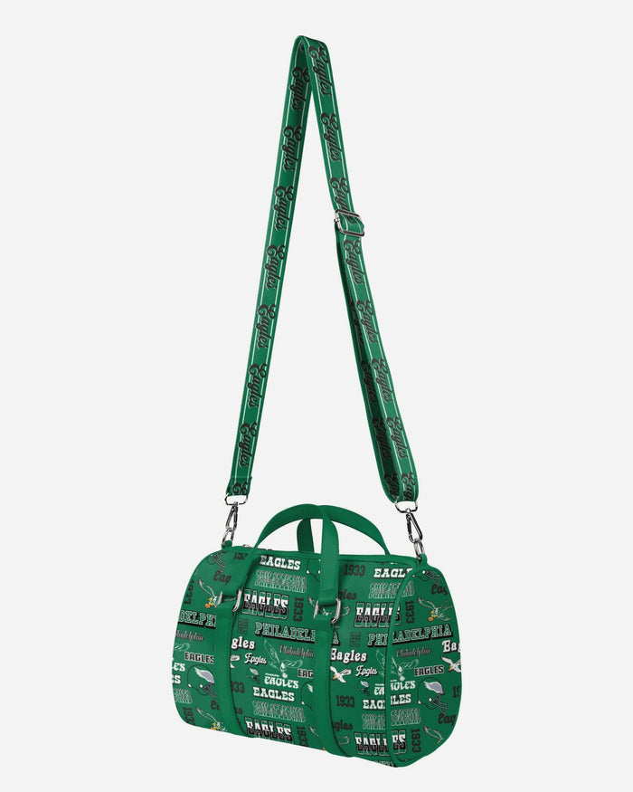 Philadelphia Eagles Kelly Green Repeat Retro Print Nylon Medium Barrel Bag FOCO - FOCO.com
