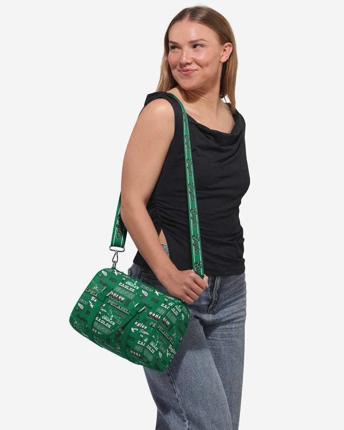 Philadelphia Eagles Kelly Green Repeat Retro Print Nylon Medium Barrel Bag FOCO - FOCO.com